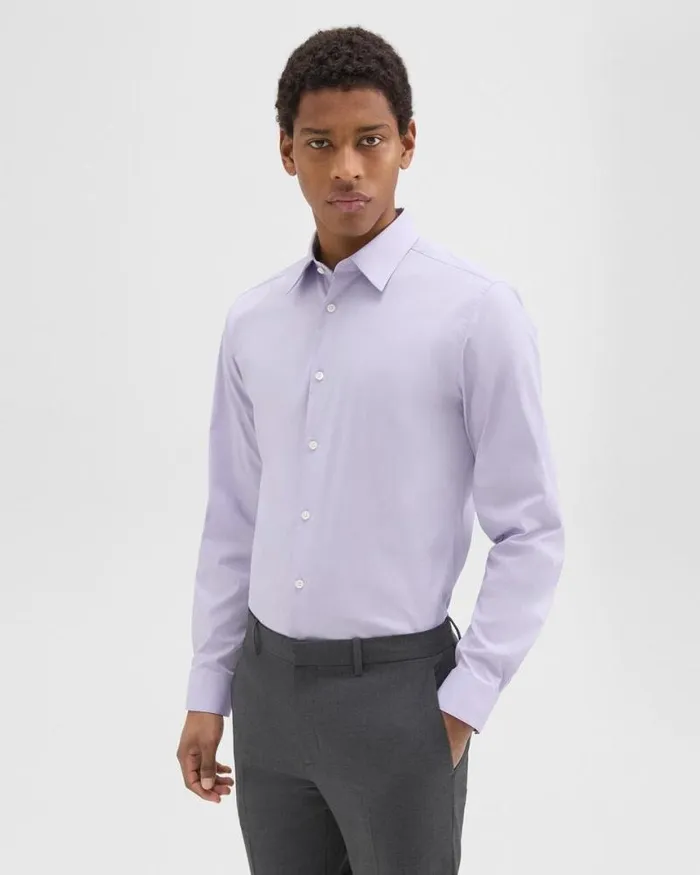 Shirts Men Theory Sylvain Shirt In Good Cotton Soft Iris