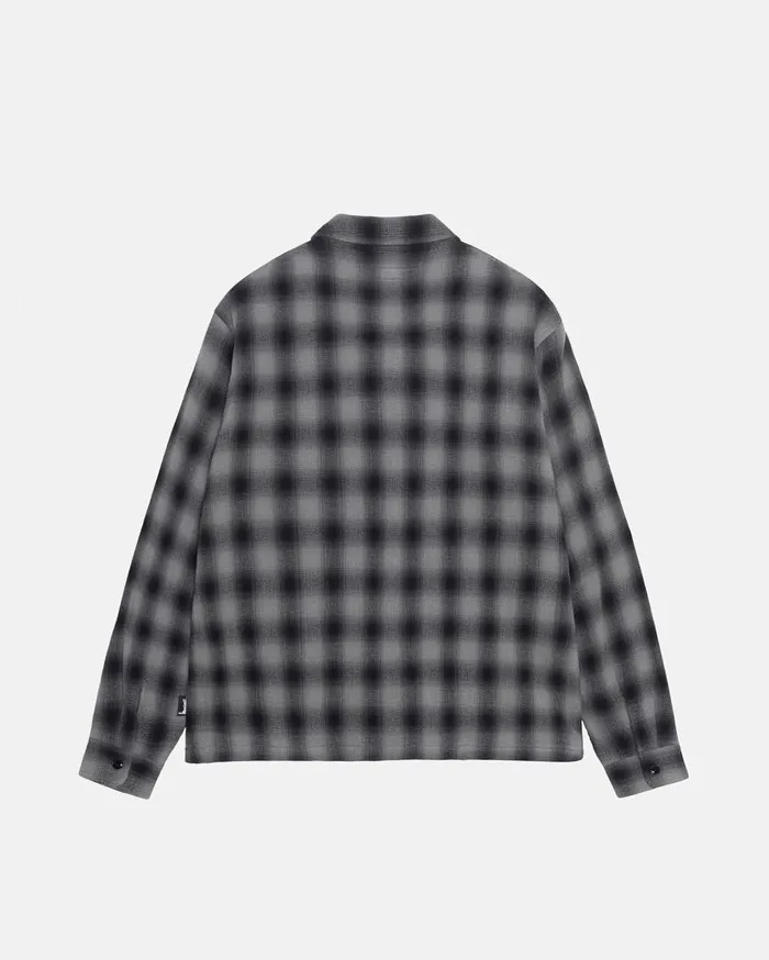 Shirts MenWomen Stussy ZIP SHIRT TWISTED YARN PLAID Charcoal