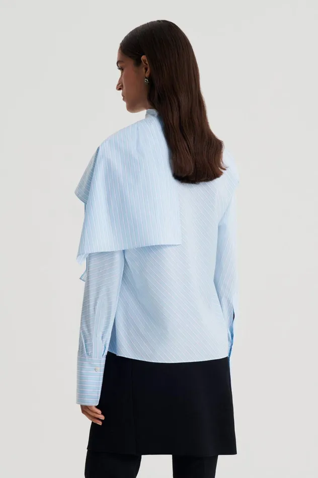 Shirts Women Scanlan Theodore STRIPE CRAVAT SHIRT Paleblue Shirts Women Scanlan Theodore STRIPE CRAVAT SHIRT Paleblue