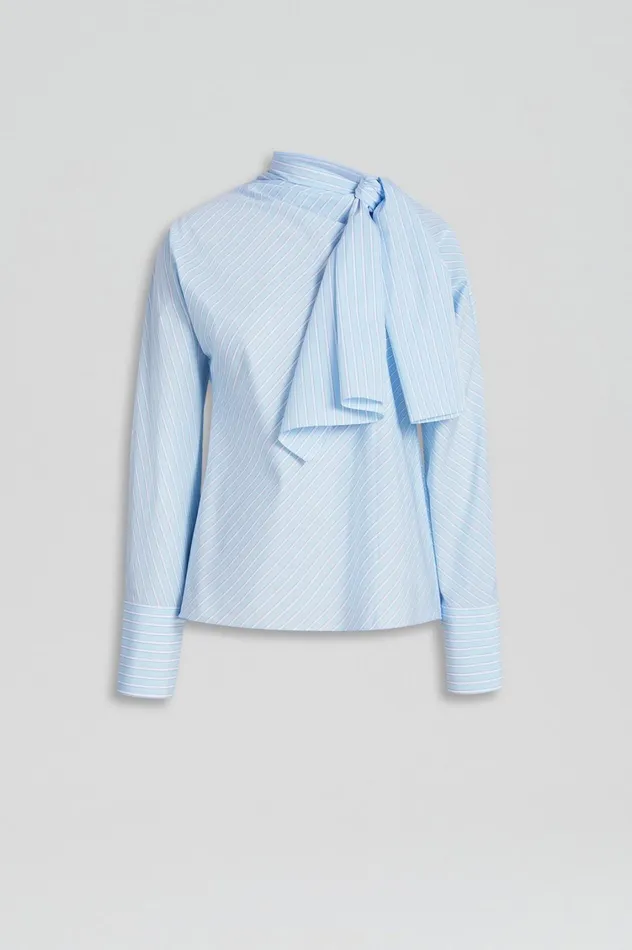Shirts Women Scanlan Theodore STRIPE CRAVAT SHIRT Paleblue Shirts Women Scanlan Theodore STRIPE CRAVAT SHIRT Paleblue