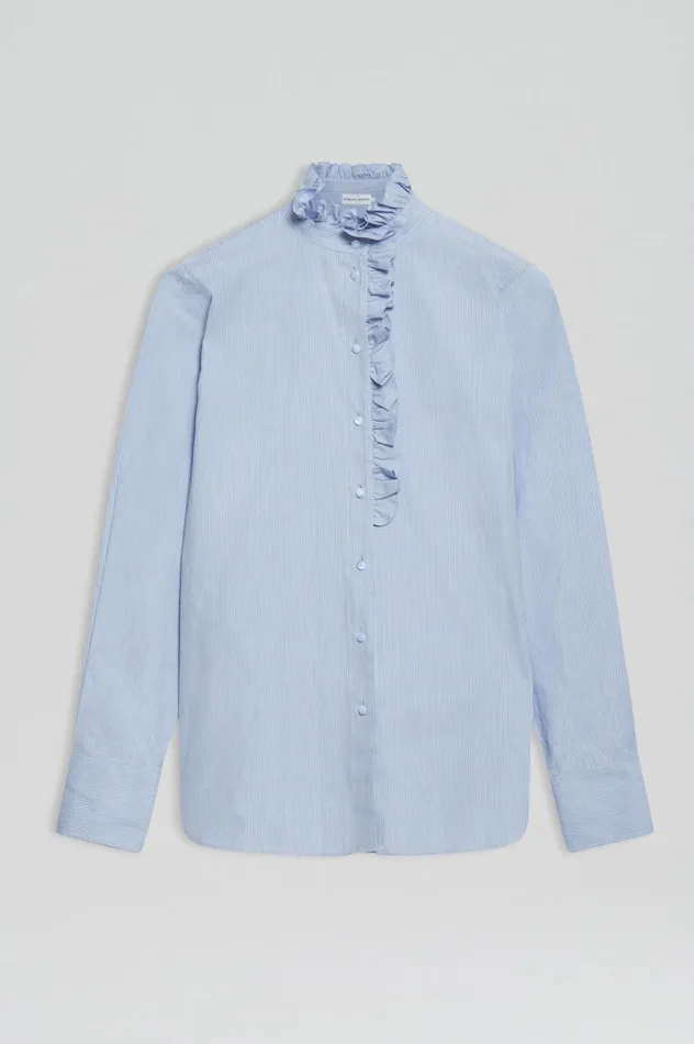 Shirts Women Scanlan Theodore STRIPE RUFFLE TRIM SHIRT Paleblue