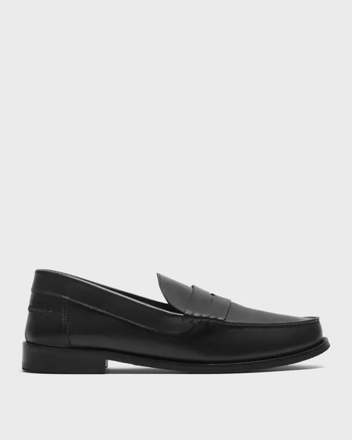 Shoes Men Theory City Loafer In Leather Black