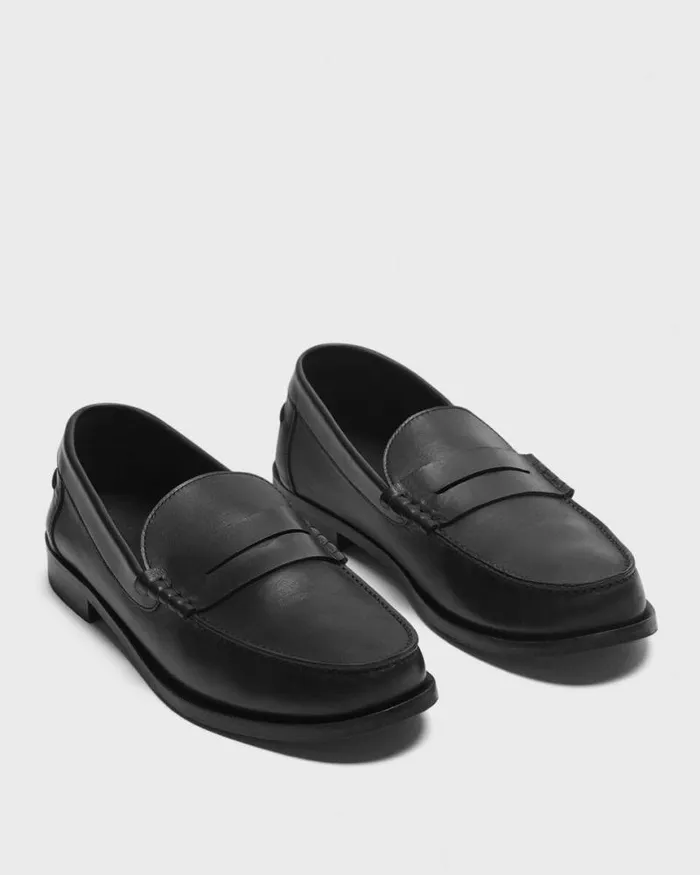 Shoes Men Theory City Loafer In Leather Black