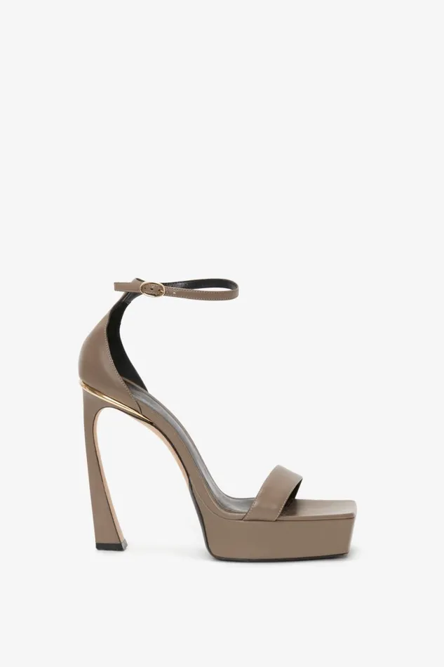 Shoes Women Victoria Beckham Squared Toe Platform Sandal In Beige