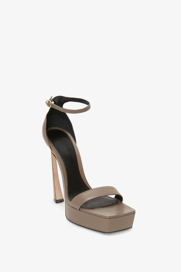 Shoes Women Victoria Beckham Squared Toe Platform Sandal In Beige