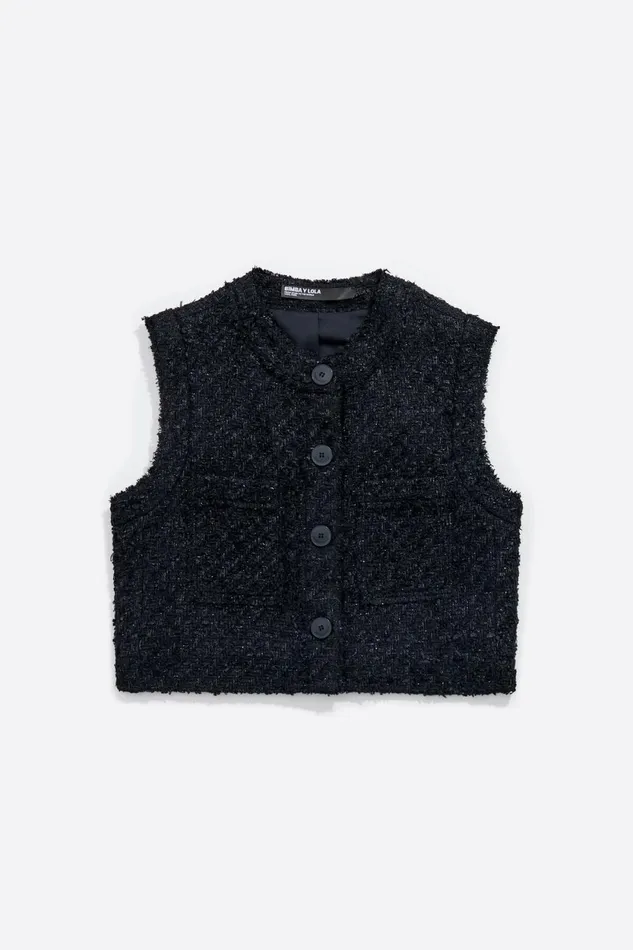 Short Black Straight Waistcoat Black Women Bimba Y Lola Jackets And Blazers