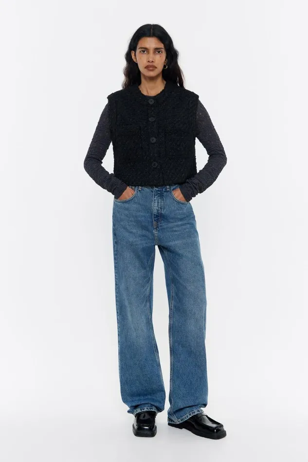 Short Black Straight Waistcoat Black Women Bimba Y Lola Jackets And Blazers