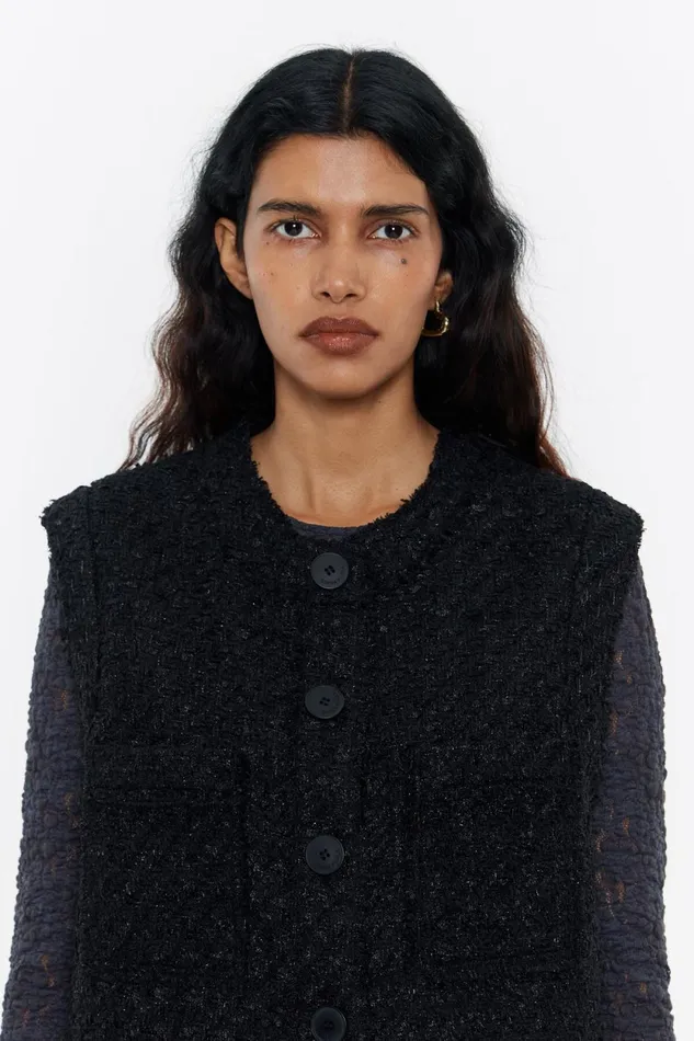 Short Black Straight Waistcoat Black Women Bimba Y Lola Jackets And Blazers