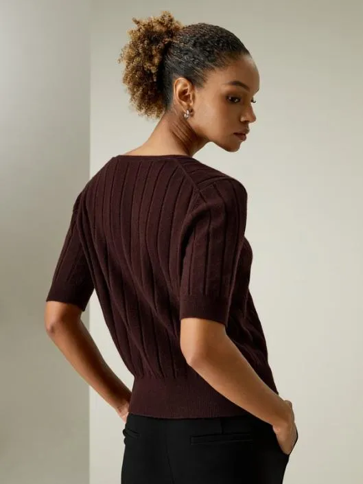 Short Sleeve VNeck Cashmere Tshirt Women Lilysilk Essentials