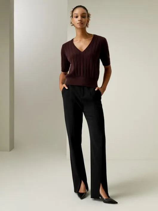 Short Sleeve VNeck Cashmere Tshirt Women Lilysilk Essentials