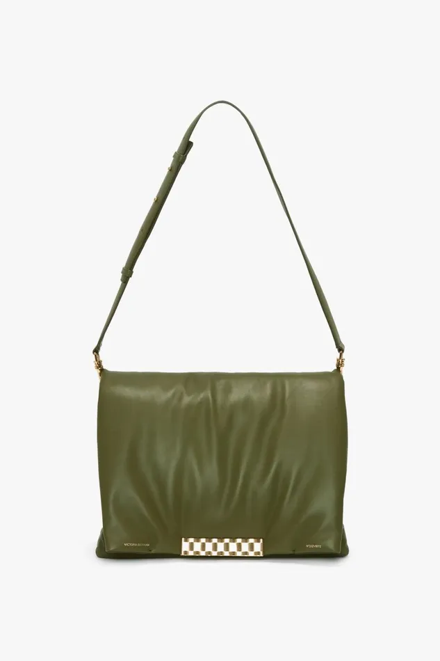Shoulder Bags Women Victoria Beckham Puffy Jumbo Chain Pouch In Khaki Leather