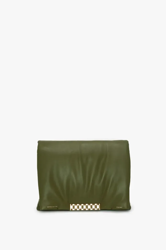 Shoulder Bags Women Victoria Beckham Puffy Jumbo Chain Pouch In Khaki Leather
