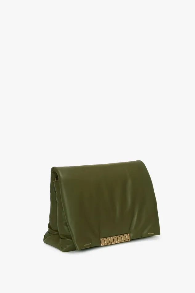 Shoulder Bags Women Victoria Beckham Puffy Jumbo Chain Pouch In Khaki Leather