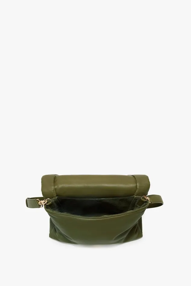 Shoulder Bags Women Victoria Beckham Puffy Jumbo Chain Pouch In Khaki Leather