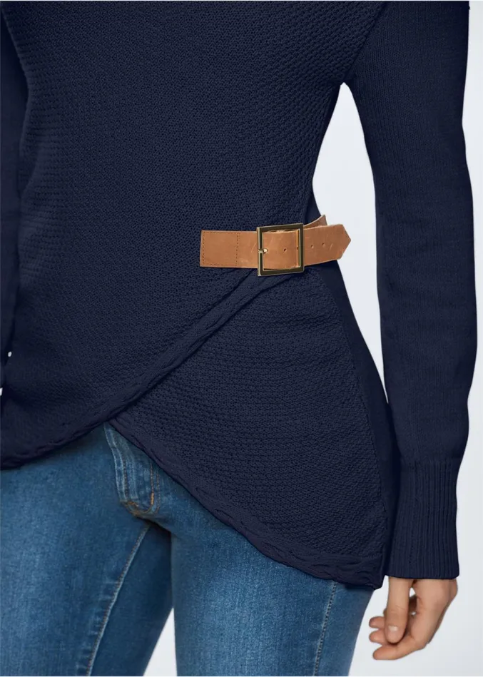 SIDE BUCKLE DETAIL SWEATER Navy Women VENUS Pullover