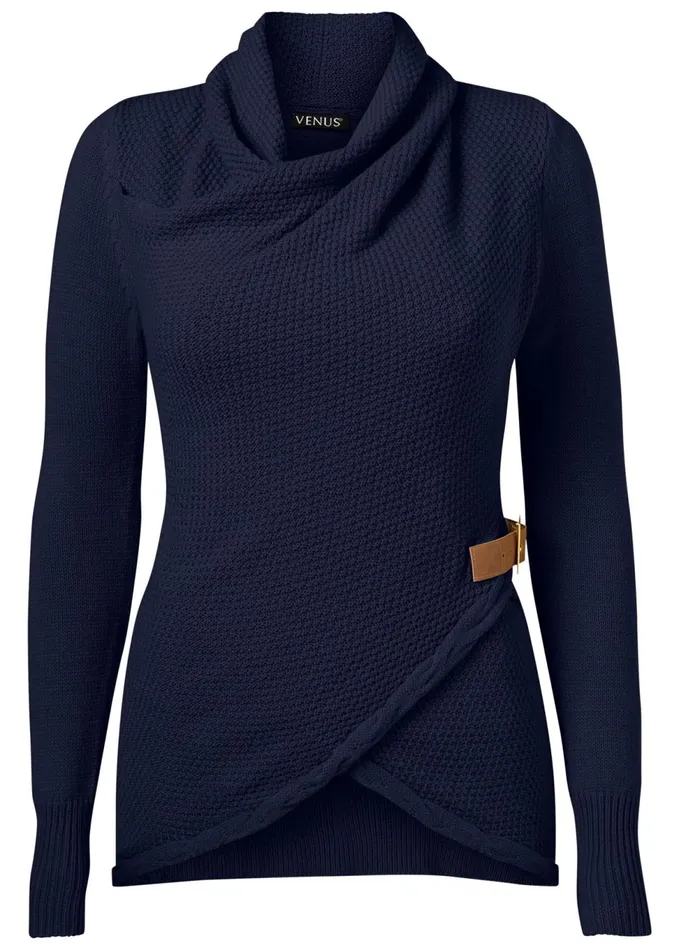 SIDE BUCKLE DETAIL SWEATER Navy Women VENUS Pullover