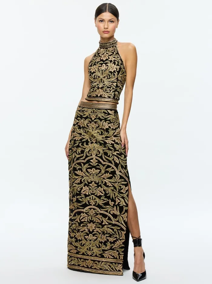 Skirts Women Alice Olivia Georgie Maxi Skirt Blackgold
