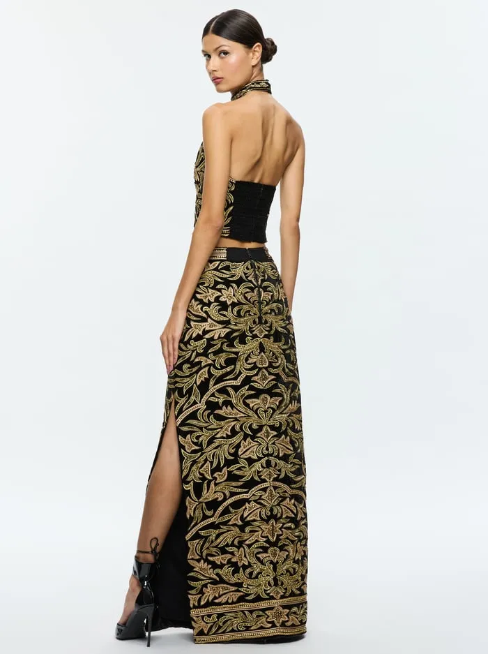 Skirts Women Alice Olivia Georgie Maxi Skirt Blackgold