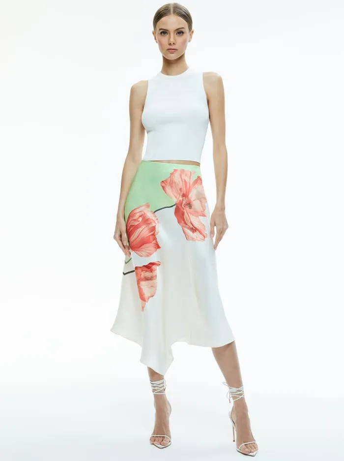 Skirts Women Alice Olivia Harmony Drapey Slit Asymmetric Skirt Dream Life Sharp Green