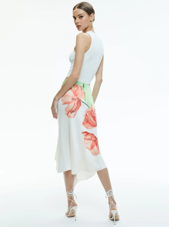 Skirts Women Alice Olivia Harmony Drapey Slit Asymmetric Skirt Dream Life Sharp Green