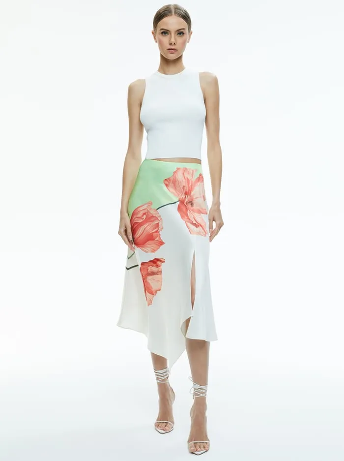 Skirts Women Alice Olivia Harmony Drapey Slit Asymmetric Skirt Dream Life Sharp Green