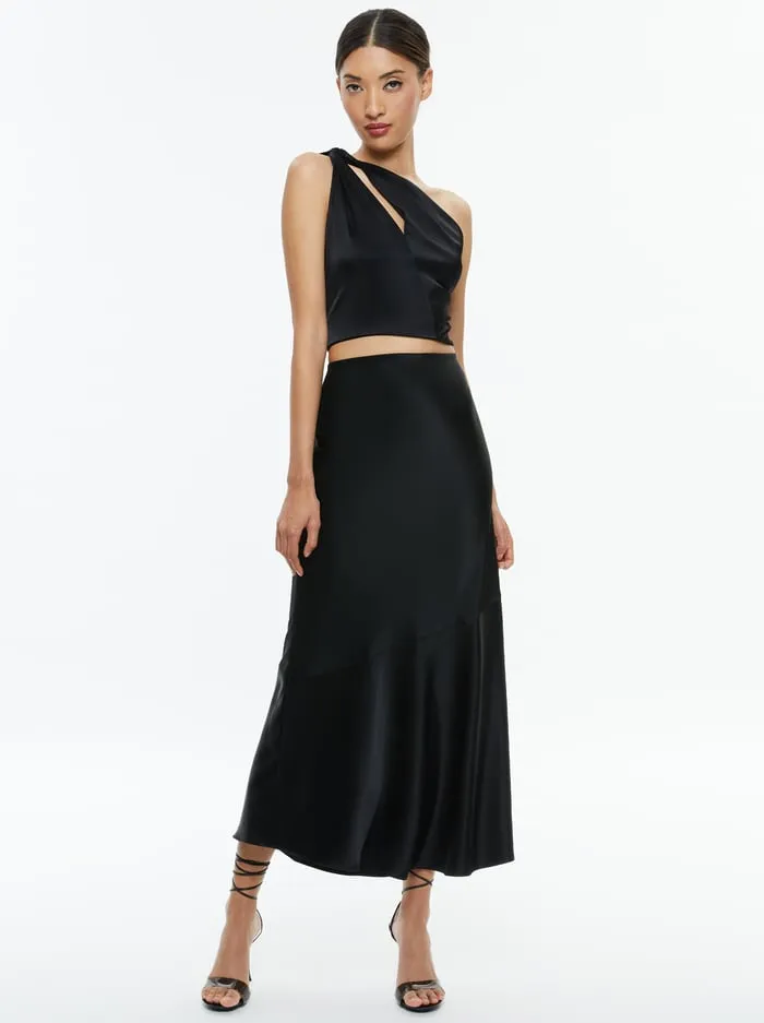 Skirts Women Alice Olivia Terese Ankle Length Slip Skirt Black