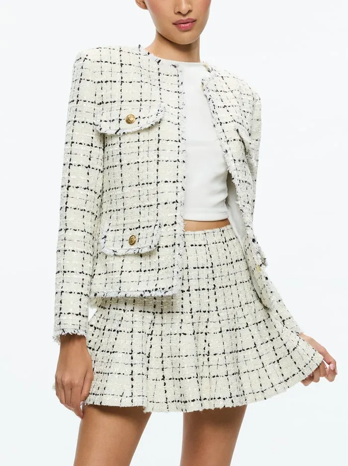 Skirts Women Alice Olivia Zona Mini Skirt Off Whiteblack