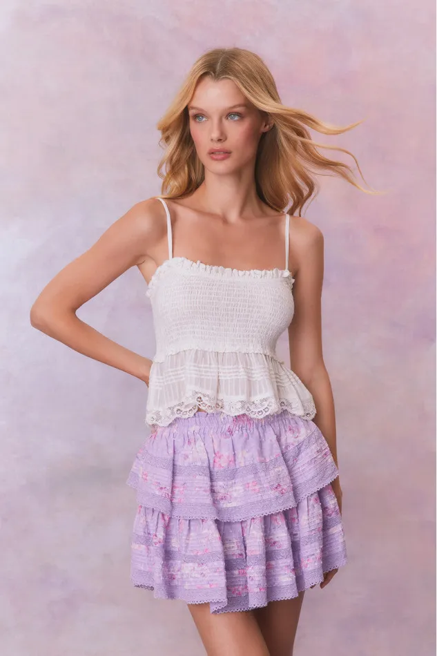Skirts WomenKids LoveShackFancy Ruffle Mini Signature Fragrance Print Skirt Hibiscus