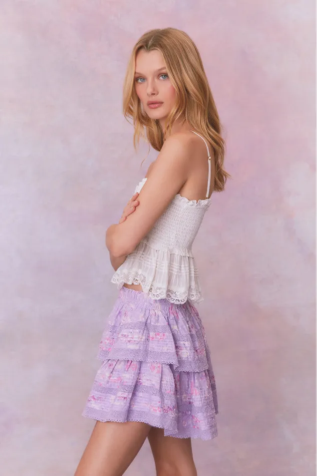 Skirts WomenKids LoveShackFancy Ruffle Mini Signature Fragrance Print Skirt Hibiscus