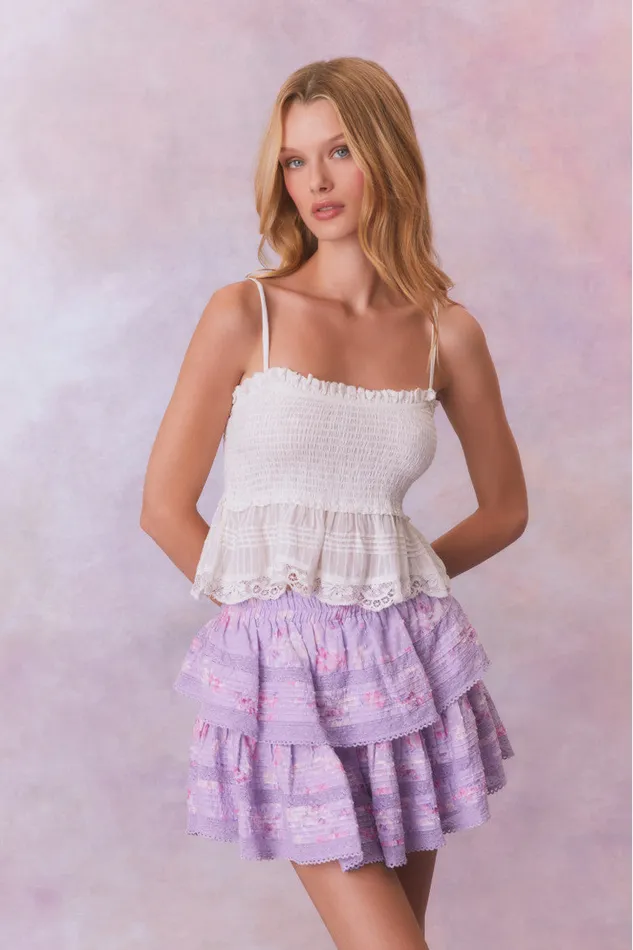 Skirts WomenKids LoveShackFancy Ruffle Mini Signature Fragrance Print Skirt Hibiscus