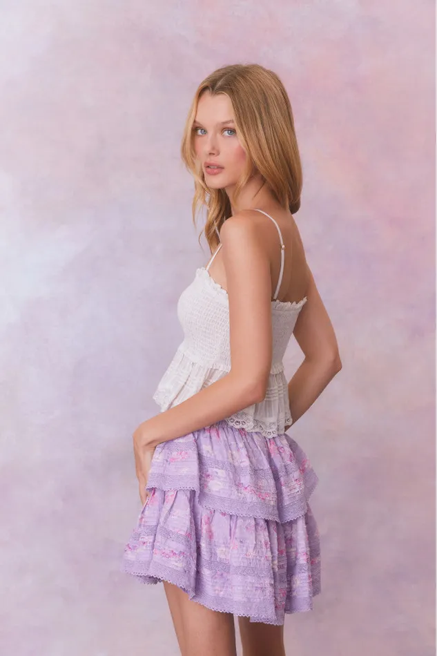 Skirts WomenKids LoveShackFancy Ruffle Mini Signature Fragrance Print Skirt Hibiscus