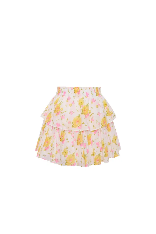 Skirts Women LoveShackFancy Ruffle Mini Floral Skirt White Multi