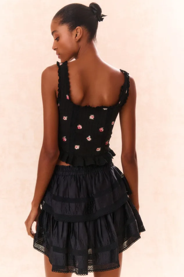 Skirts Women LoveShackFancy Ruffle Mini Tiered Skirt Black