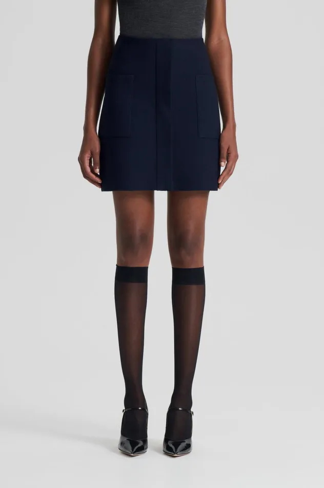 Skirts Women Scanlan Theodore CREPE KNIT POCKET MINI SKIRT Navy