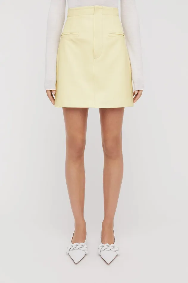 Skirts Women Scanlan Theodore LEATHER MINI SKIRT Lemon