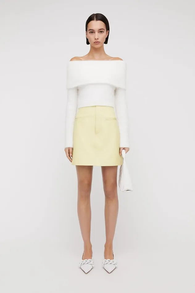 Skirts Women Scanlan Theodore LEATHER MINI SKIRT Lemon