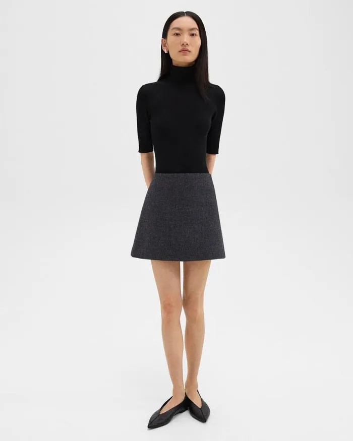Skirts Women Theory HighWaist Mini Skirt In Tweed Charcoal Melange
