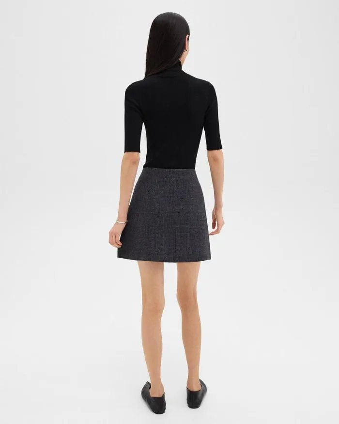 Skirts Women Theory HighWaist Mini Skirt In Tweed Charcoal Melange Skirts Women Theory HighWaist Mini Skirt In Tweed Charcoal Melange
