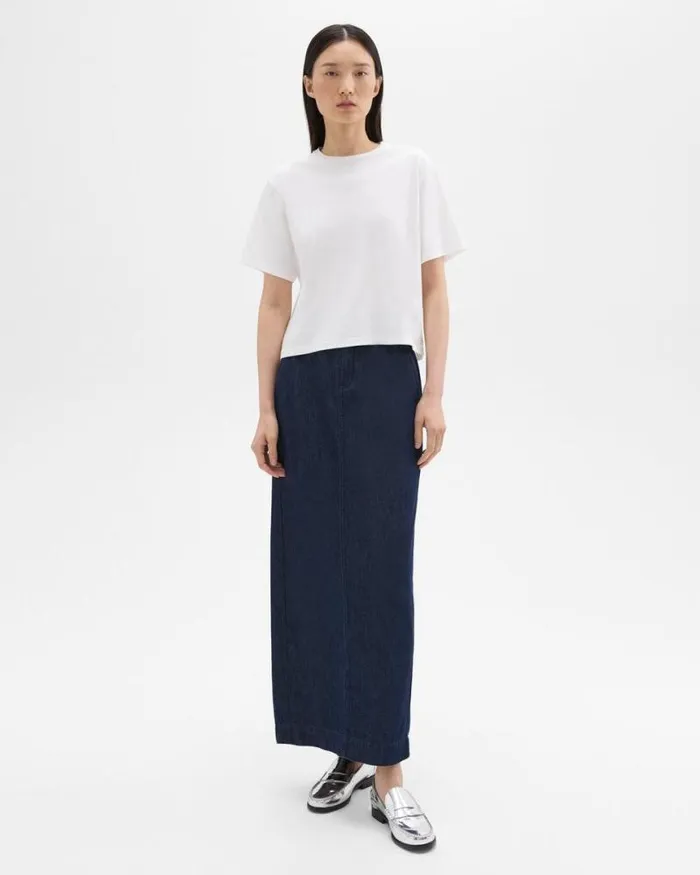Skirts Women Theory Maxi Trouser Skirt In Denim Indigo