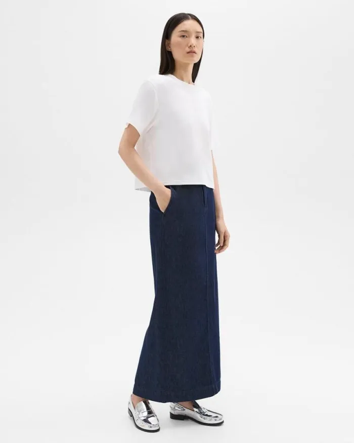 Skirts Women Theory Maxi Trouser Skirt In Denim Indigo Skirts Women Theory Maxi Trouser Skirt In Denim Indigo