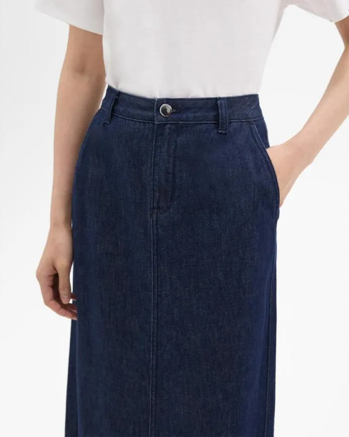 Skirts Women Theory Maxi Trouser Skirt In Denim Indigo Skirts Women Theory Maxi Trouser Skirt In Denim Indigo