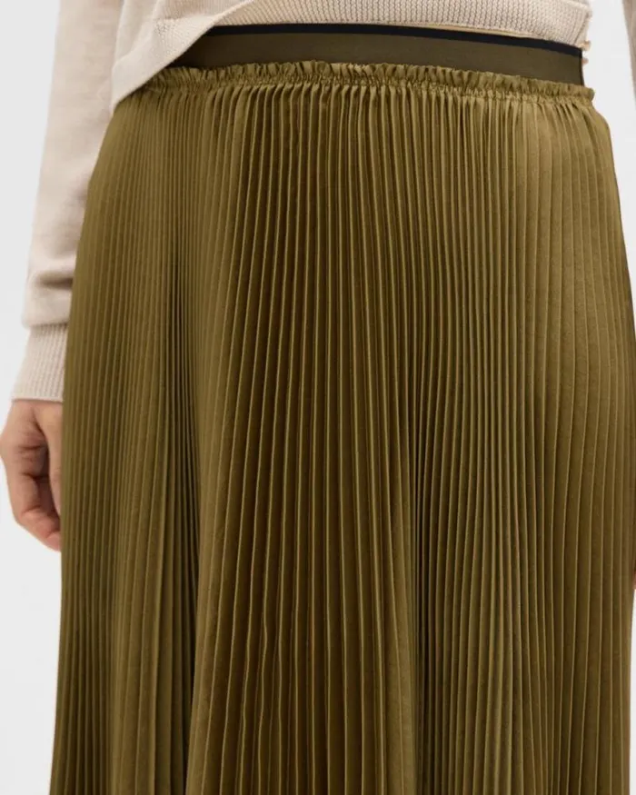 Skirts Women Theory Pleated Crinkle Twill Skirt Olive