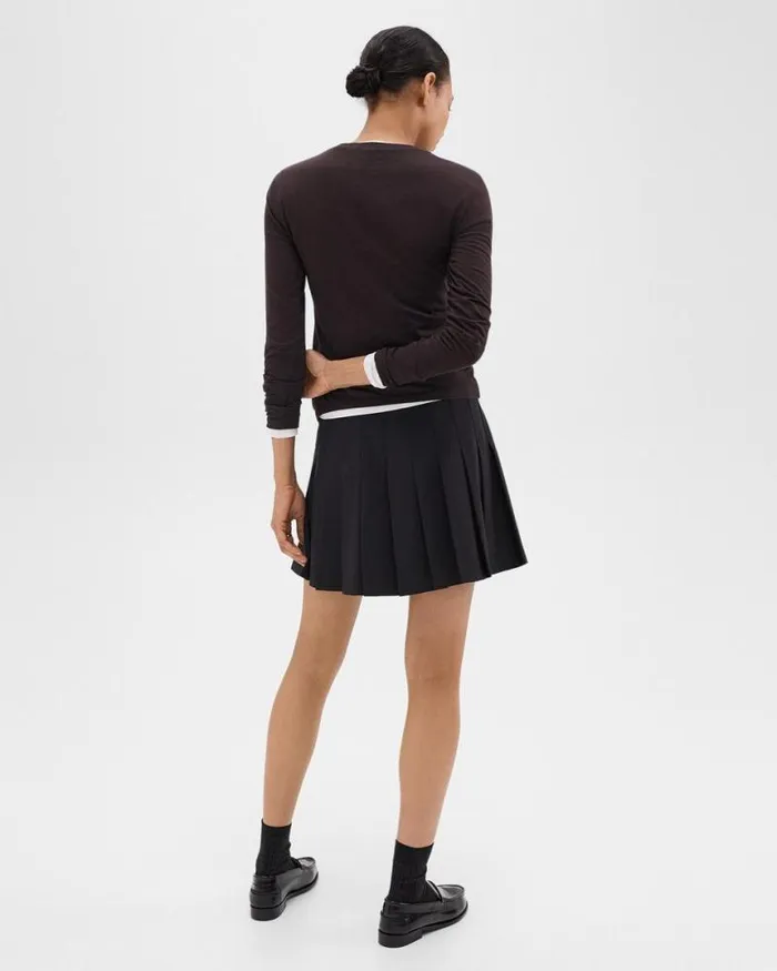 Skirts Women Theory Pleated Mini Skirt In Stretch WoolBlend Black Skirts Women Theory Pleated Mini Skirt In Stretch WoolBlend Black