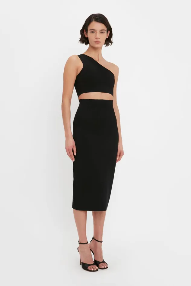 Skirts Women Victoria Beckham VB Body Fitted Midi Skirt In Black