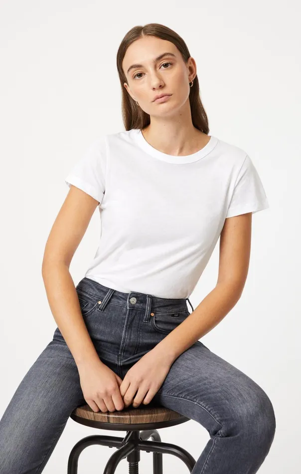 Slim Crew Neck TShirt In White Women Mavi Jeans Tops and TShirts Slim Crew Neck TShirt In White Women Mavi Jeans Tops and TShirts