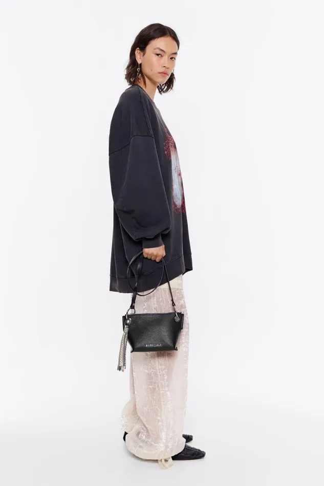 Small Black Leather Trapezium Bag Black Women Bimba Y Lola Crossbody Bags Small Black Leather Trapezium Bag Black Women Bimba Y Lola Crossbody Bags