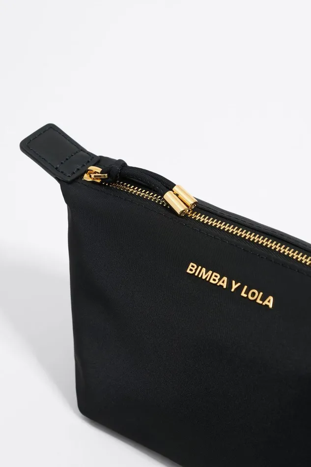 Small Black Nylon Trapezium Makeup Case Black Women Bimba Y Lola Vanity Pouches