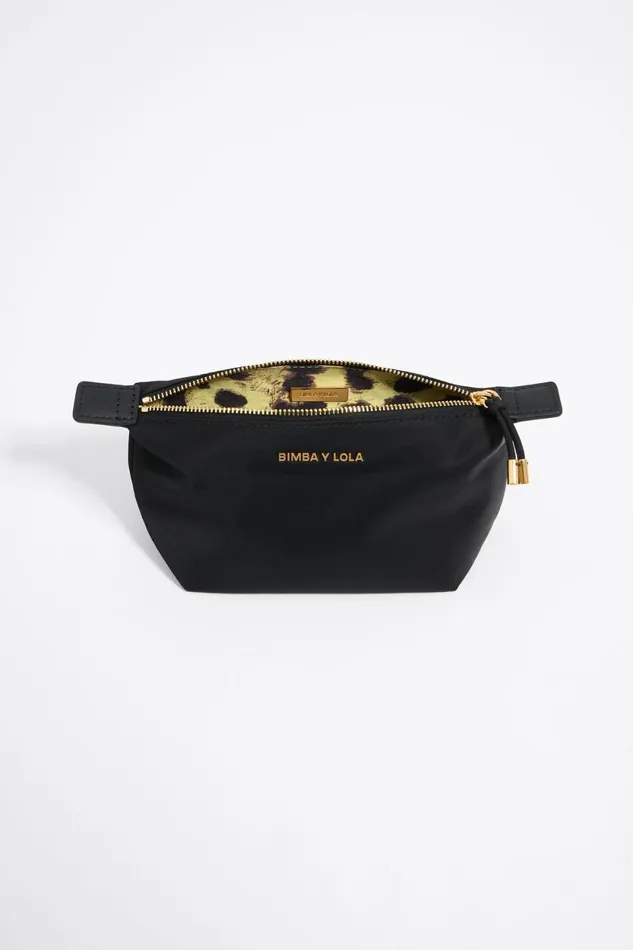 Small Black Nylon Trapezium Makeup Case Black Women Bimba Y Lola Vanity Pouches