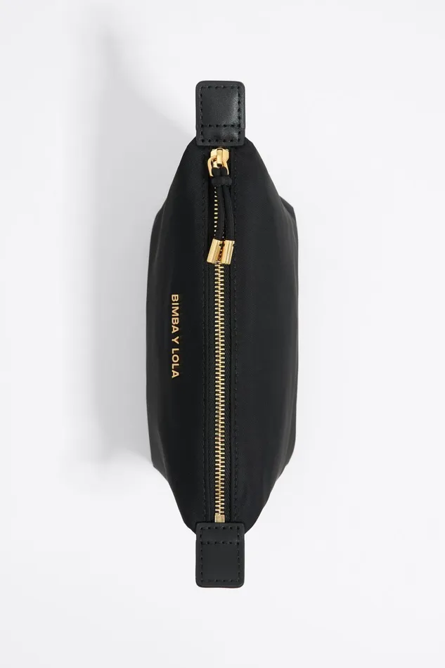 Small Black Nylon Trapezium Makeup Case Black Women Bimba Y Lola Vanity Pouches