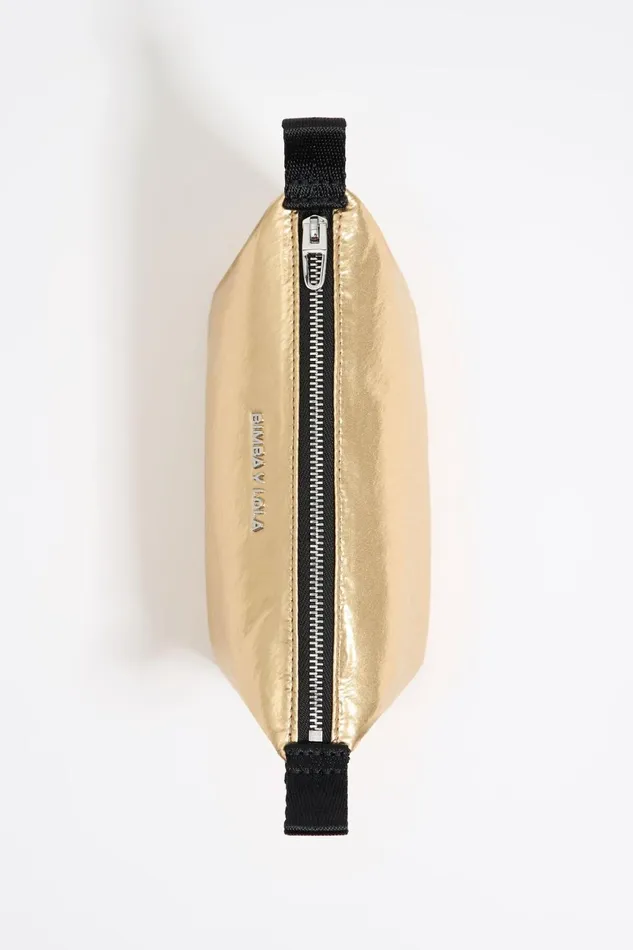 Small Gold Metallic Fabric Trapezium Makeup Case Gold Women Bimba Y Lola Vanity Pouches Small Gold Metallic Fabric Trapezium Makeup Case Gold Women Bimba Y Lola Vanity Pouches